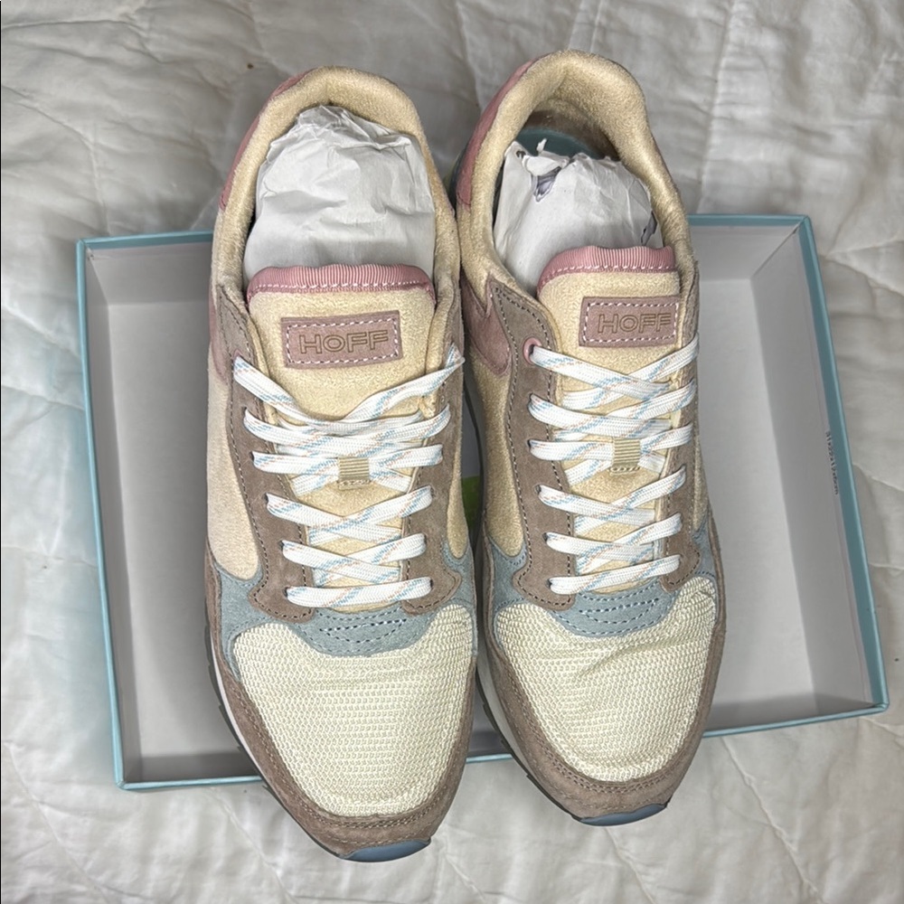 Hoff Cream and Pink Athletic Shoes with Retro Design